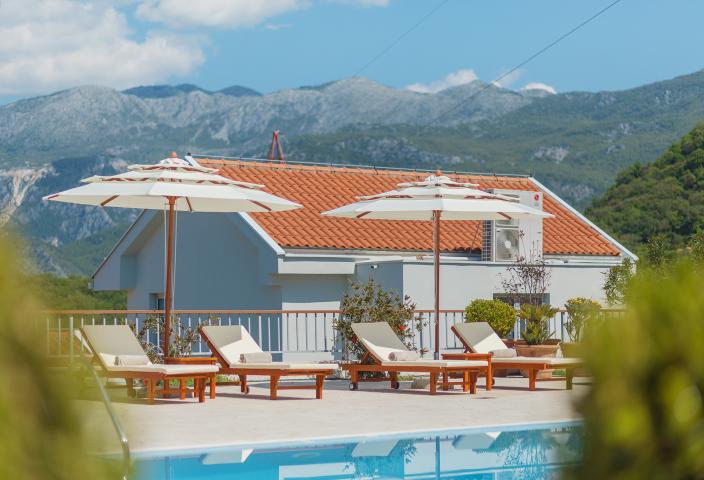 A complex of modern villas with a beautiful view