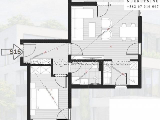 For sale a one-bedroom apartment under construction Dobrota Kotor