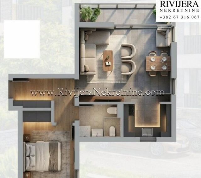 For sale a one-bedroom apartment under construction Dobrota Kotor