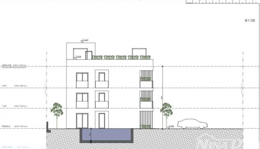 PRIVLAKA DALMACIJA- GRAĐEVINSKO ZEMLJIŠTE S PRAVOMOĆNOM DOZVOLOM ZA APARTMANSKI KOMPLEKS - DRUGI RED