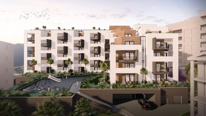 Jednosoban stan 54m2 sa pogledom na more u novom stambenom kompleksu sa bazenom, Becici
