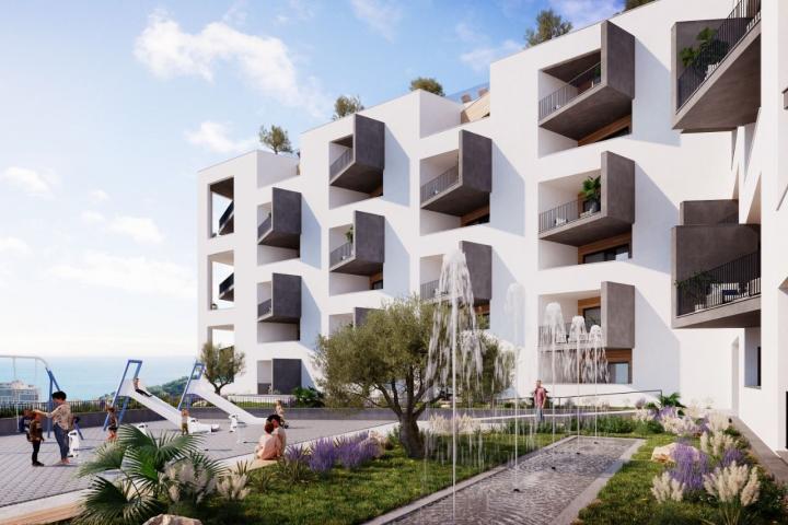 Jednosoban stan 54m2 sa pogledom na more u novom stambenom kompleksu sa bazenom, Becici