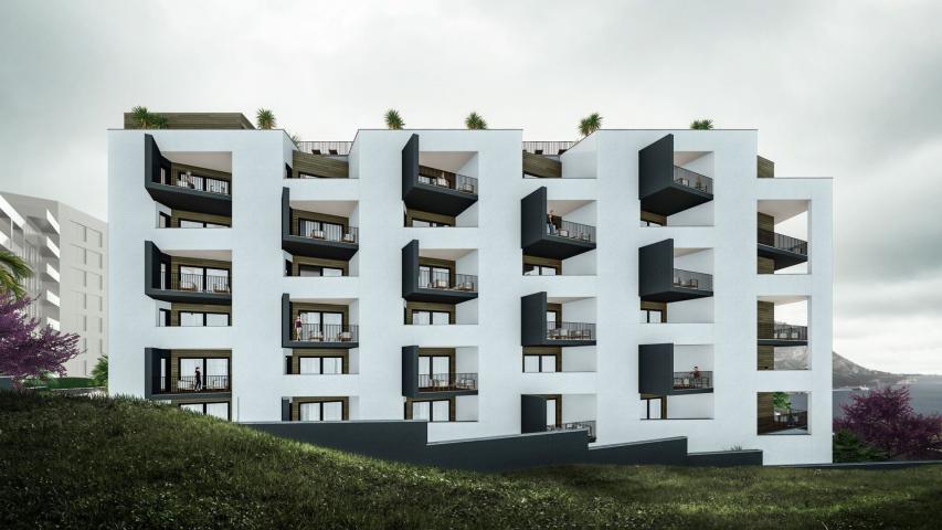Jednosoban stan 54m2 sa pogledom na more u novom stambenom kompleksu sa bazenom, Becici