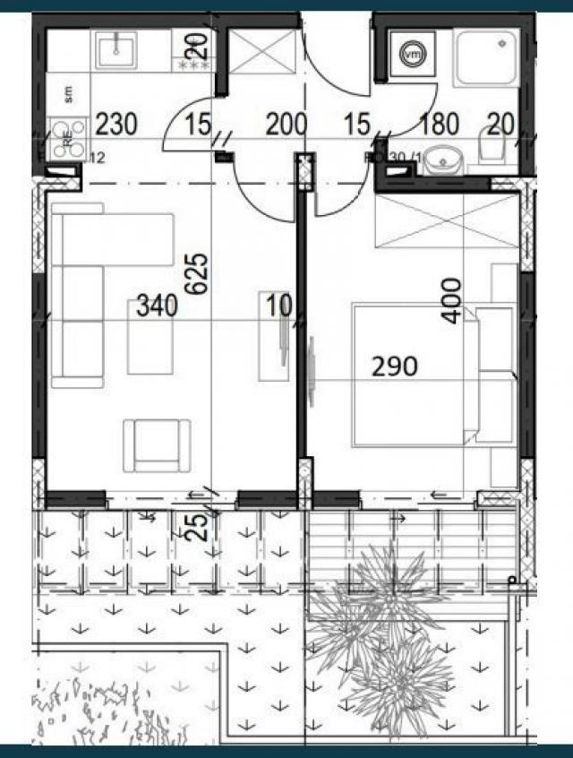 Jednosoban stan 38.16m² u luksuznom kompleksu Palazzo Jaz sa bazenom – Kovačko Polje, Kotor (Mogućno