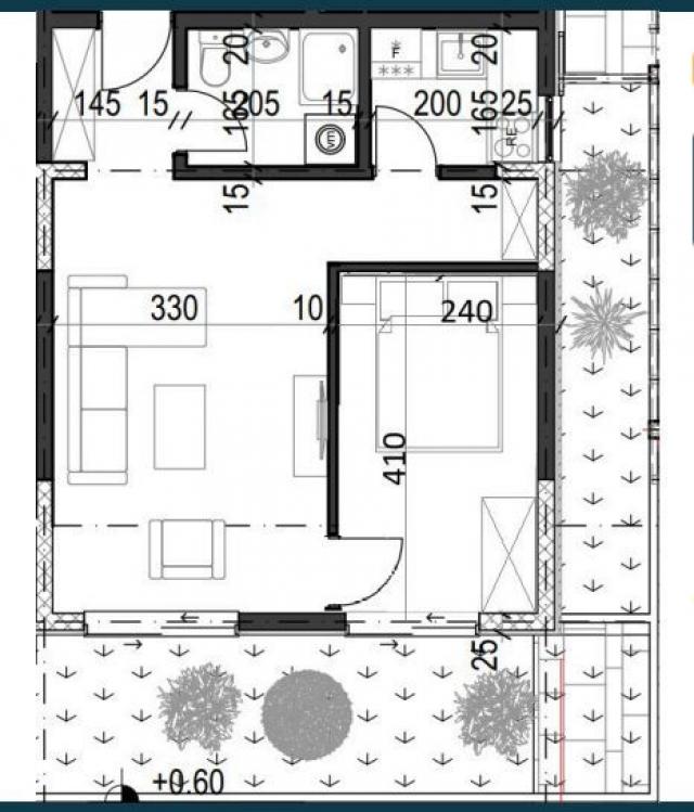 Jednosoban stan 38.76m² u luksuznom kompleksu Palazzo Jaz sa bazenom – Kovačko Polje, Kotor (Mogućno