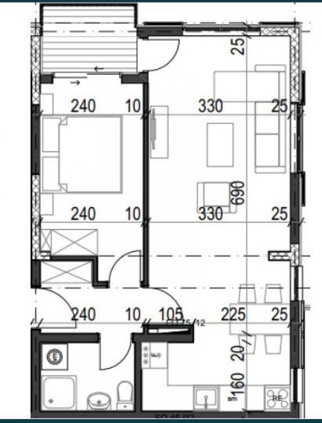 Jednosoban stan 50m² u luksuznom kompleksu Palazzo Jaz sa bazenom – Kovačko Polje, Kotor (Mogućnost 