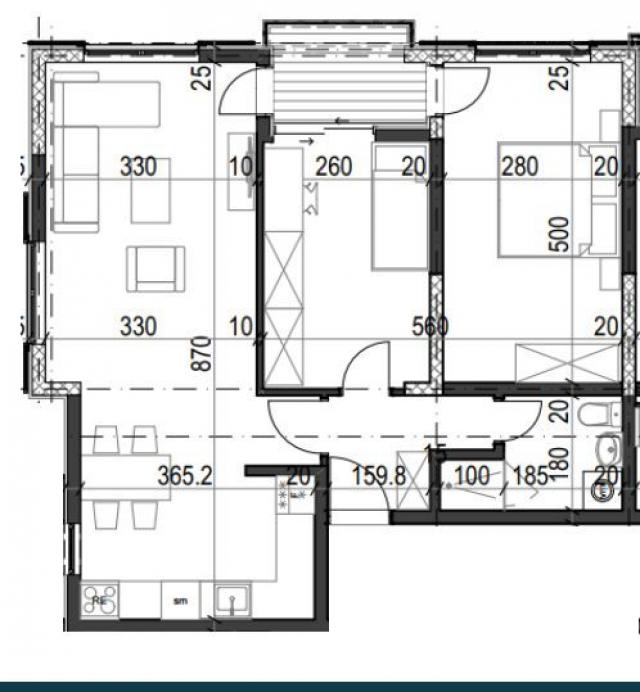 Dvosoban stan 65.47m² u luksuznom kompleksu Palazzo Jaz sa bazenom – Kovačko Polje, Kotor (Mogućnost