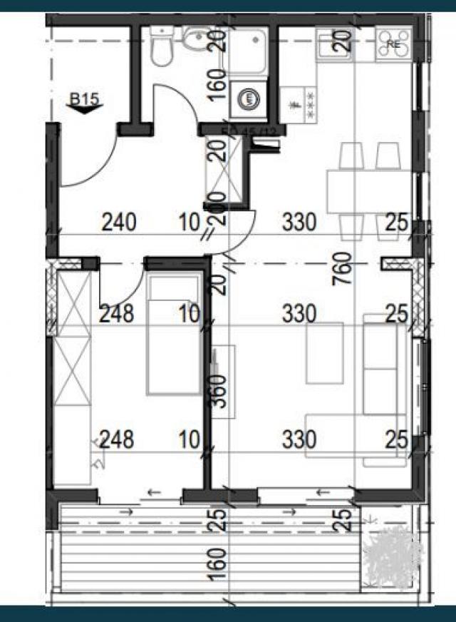 Jednosoban stan 46.87m² u luksuznom kompleksu Palazzo Jaz sa bazenom – Kovačko Polje, Kotor (Mogućno