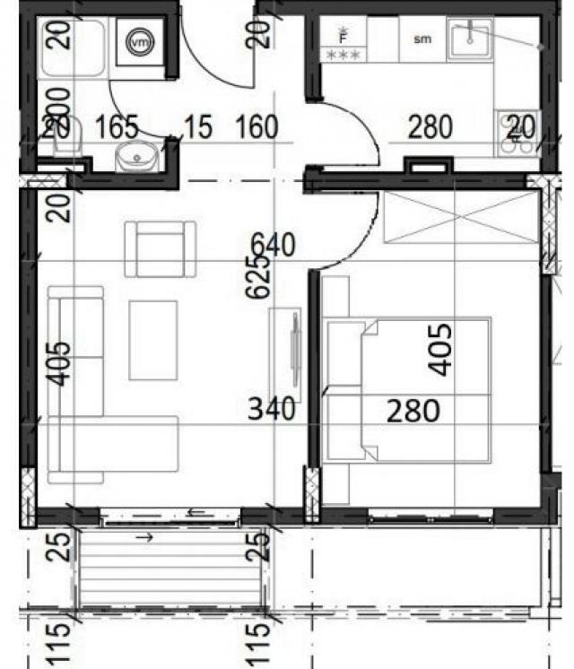 Jednosoban stan 40.83m² u luksuznom kompleksu Palazzo Jaz sa bazenom – Kovačko Polje, Kotor (Mogućno