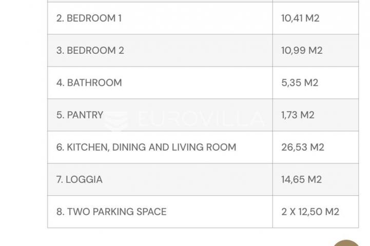 Vodnjan, Barbariga, novogradnja, luksuzan stan na drugom katu s prekrasnim pogledom 86 m²