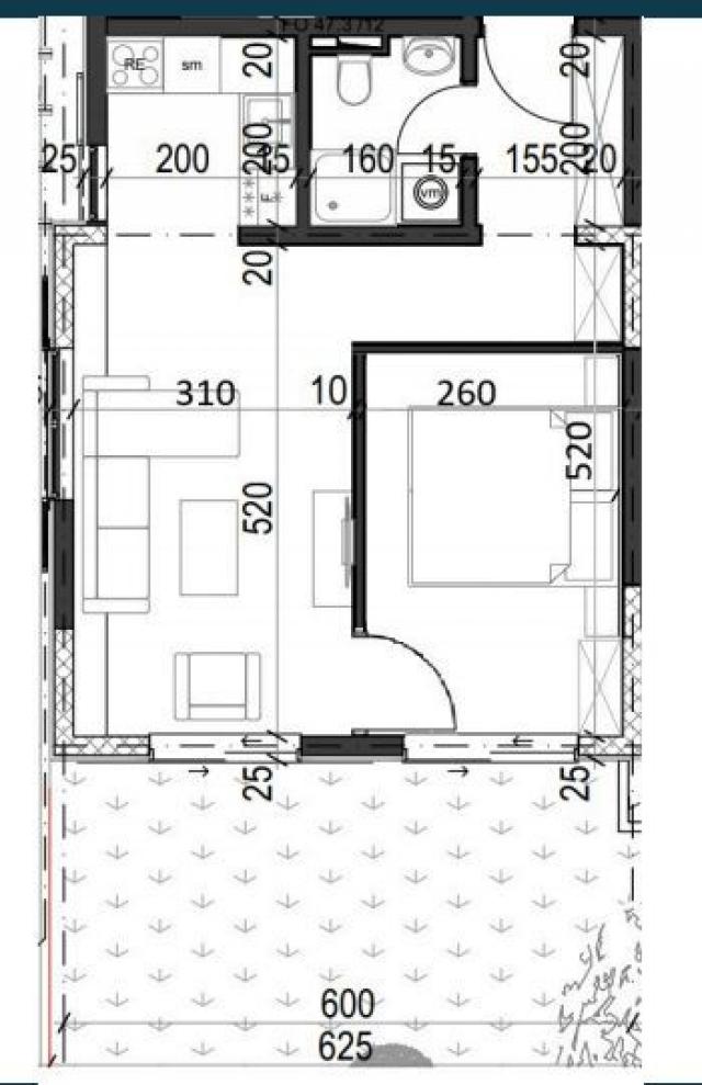 Jednosoban stan 39.76m² u luksuznom kompleksu Palazzo Jaz sa bazenom – Kovačko Polje, Kotor (Mogućno