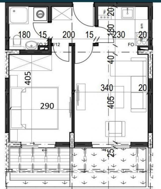 Jednosoban stan 38.16m² u luksuznom kompleksu Palazzo Jaz sa bazenom – Kovačko Polje, Kotor (Mogućno