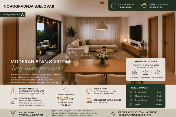 Novogradnja Bjelovar - samo 3 min od budućih termi Wellovar