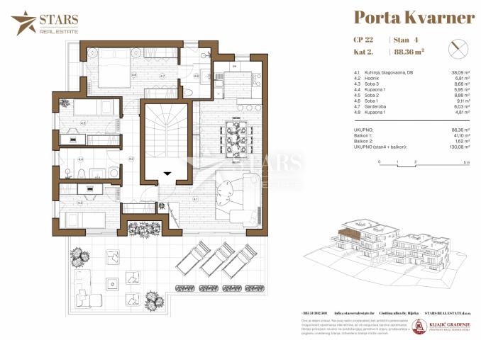 Rijeka, Martinkovac – Luxury Apartment in a New Building, 3 Bedrooms + Living Room