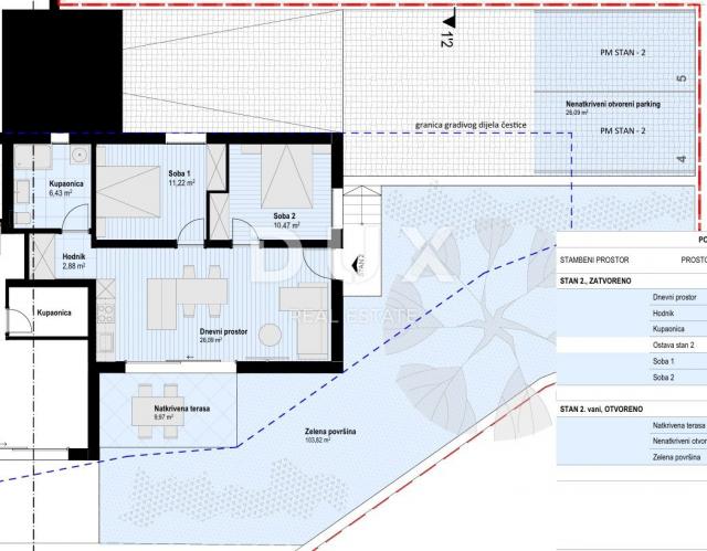 ISLAND OF CRES, CRES - Two-bedroom apartment on the ground floor, 2 parking spaces, garden 100m2