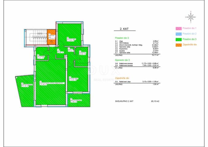 ŠIBENIK, VODICE – Zadnji kat, 2 terase, 2 parkinga, novogradnja