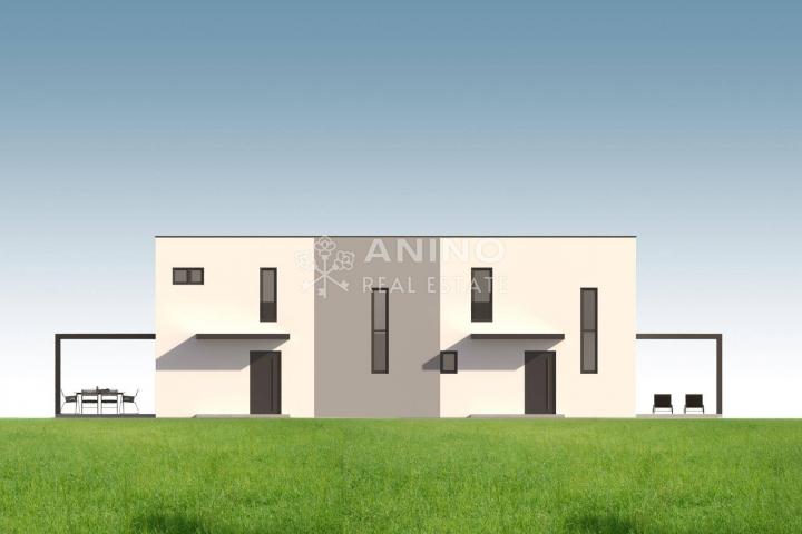 Mandre – Luksuzni trosobni dvoetažni stan 104,10 m2 s privatnim bazenom, 500 m od mora- SREDNJI STAN
