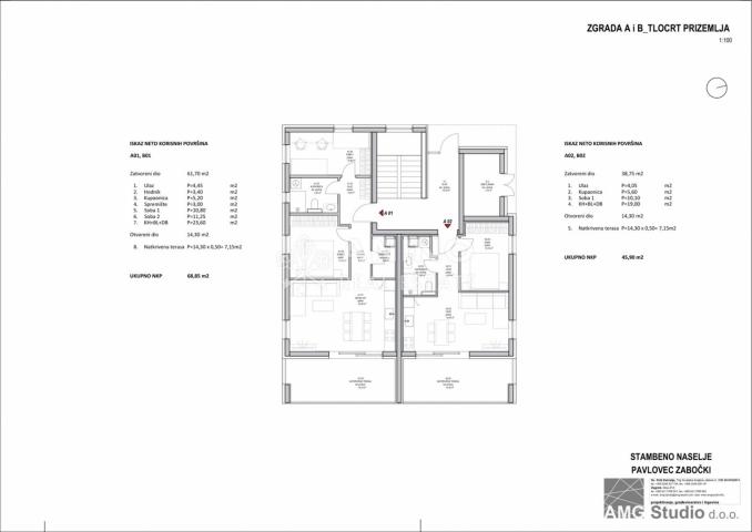 Stambeno naselje Pavlovec Zabočki – moderan dom u miru zagorskog zelenila A01/B01, prizemlje, 2S +DB
