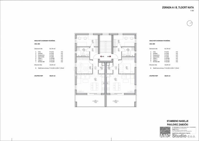 Stambeno naselje Pavlovec Zabočki – moderan dom u miru zagorskog zelenila A03/B03,1. kat, 2S +DB