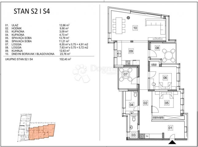 Flat Šestine, Podsljeme, 102m2