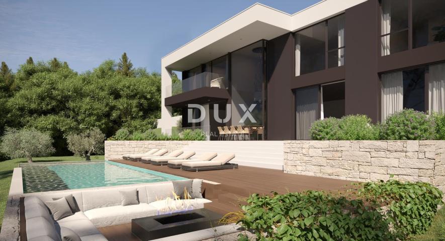 OPATIJA, LOVRAN - Atraktivno zemljište iznad Lovrana, pogled na more, spremno za gradnju, 1071m²