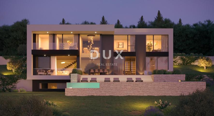 OPATIJA, LOVRAN - Atraktivno zemljište iznad Lovrana, pogled na more, spremno za gradnju, 1071m²
