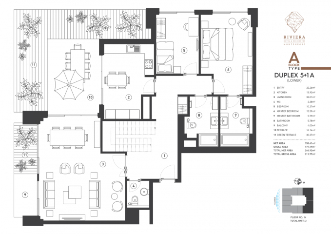 Five bedroom apartment in residential complex, Budva