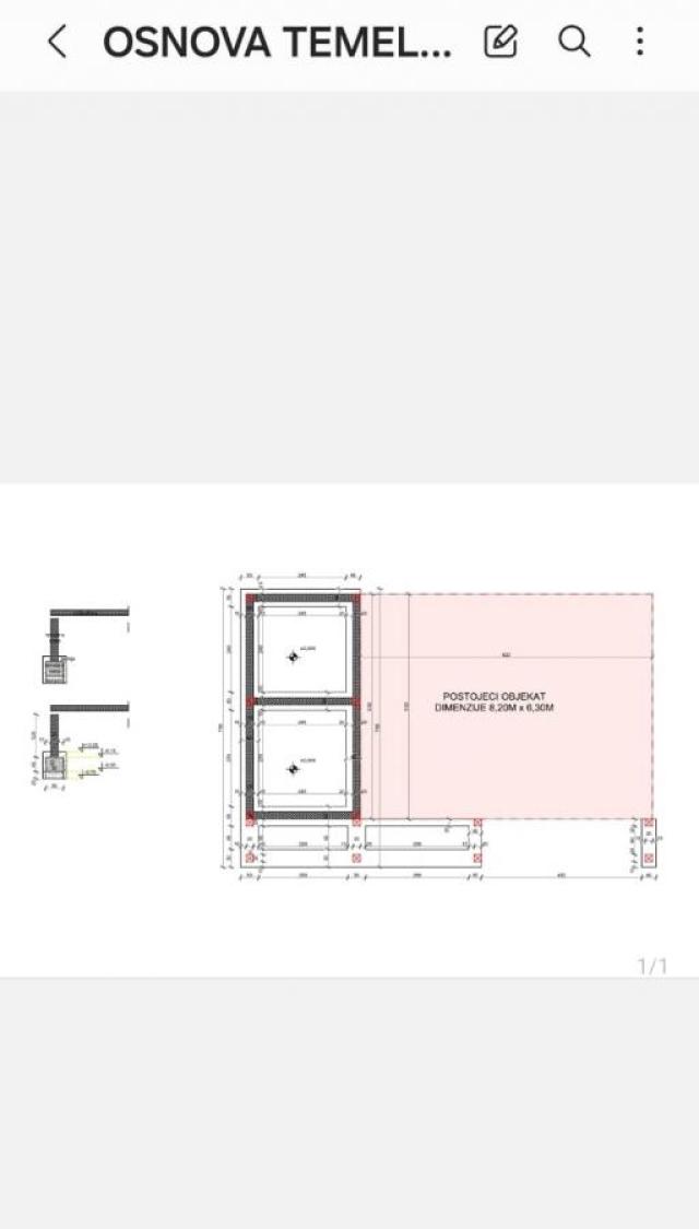Urbanized Plot of 1700m2 with House Under Construction in Kotor, Kavac, Sea View of Tivat Bay