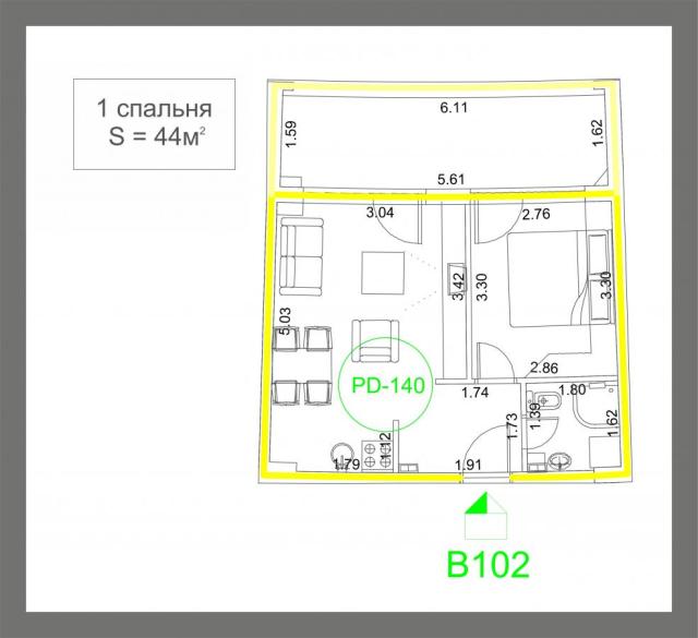 One-Bedroom Apartment 44m2 for Sale, Sea View, Budva