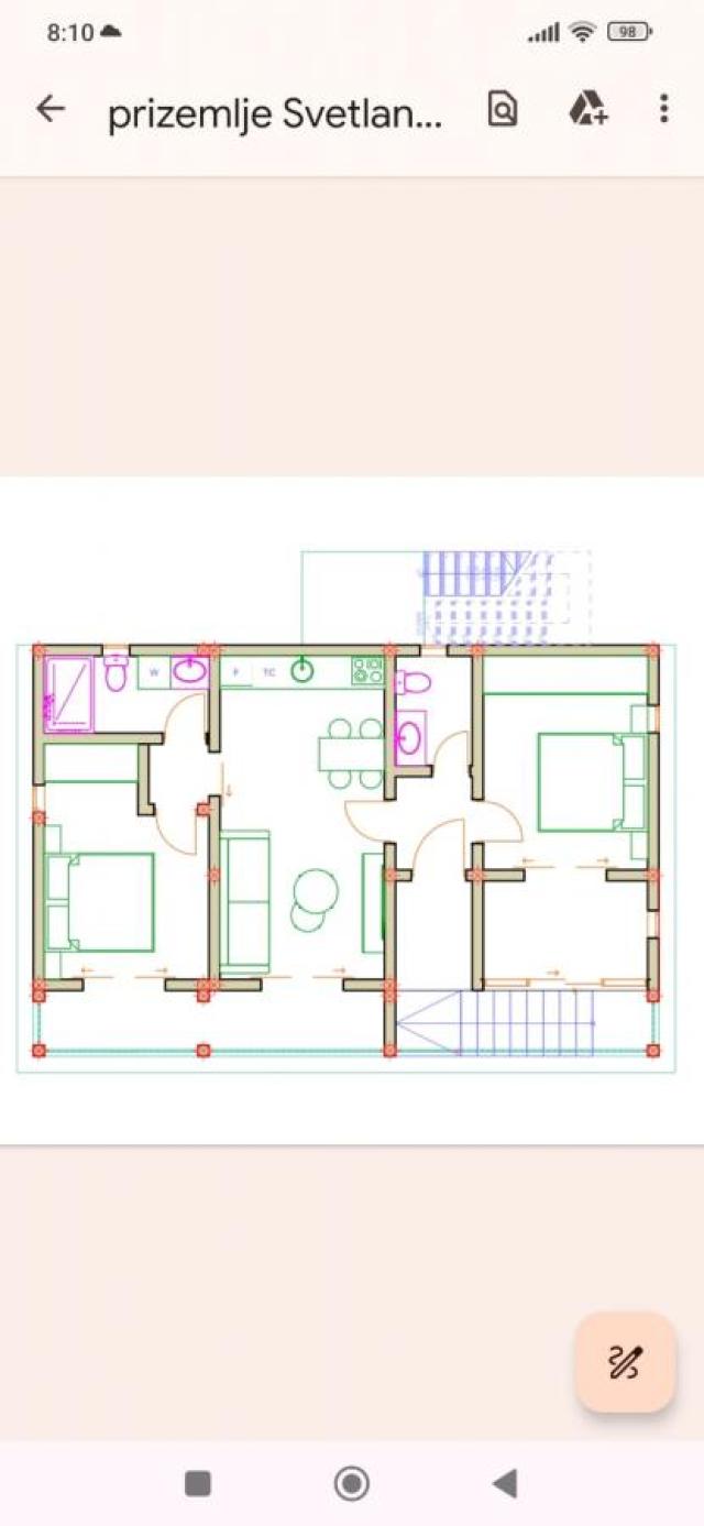 Urbanized Plot of 1700m2 with House Under Construction in Kotor, Kavac, Sea View of Tivat Bay