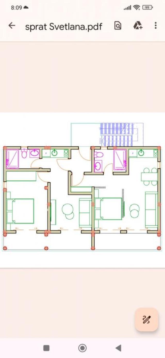 Urbanized Plot of 1700m2 with House Under Construction in Kotor, Kavac, Sea View of Tivat Bay