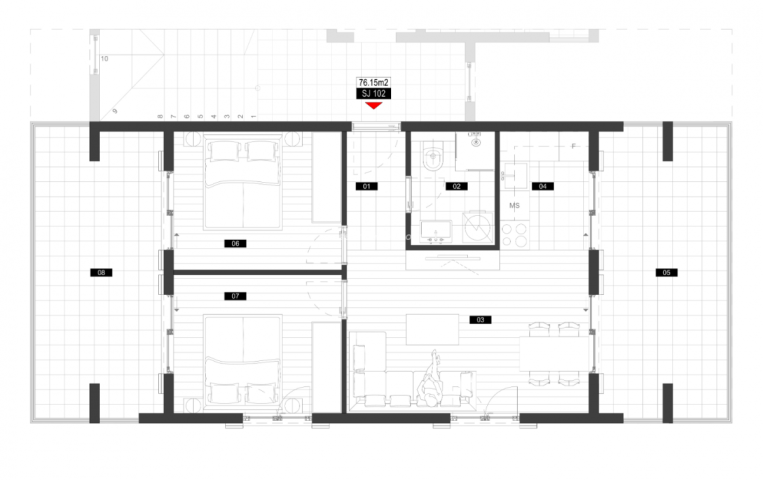 Two bedroom apartment 76m2 for sale - Tivat