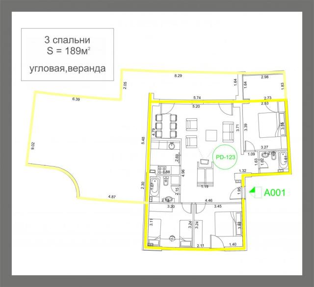 Three-Bedroom Apartment 189m2 for Sale, Sea View, Budva