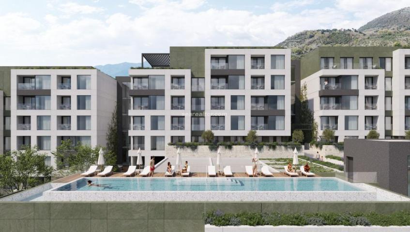 Studio apartment under construction for sale in Tivat – 27 m2, new complex with swimming pool