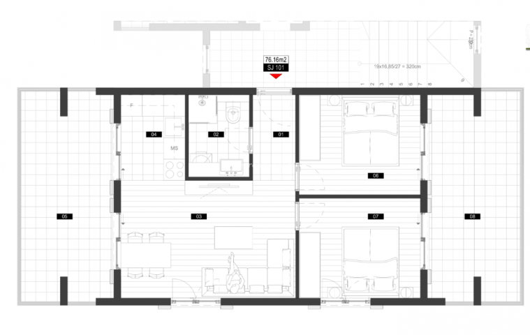 Two bedroom apartment 76m2 for sale - Tivat