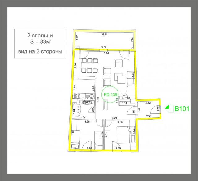 Two-Bedroom Apartment 83m2 for Sale, Sea View, Budva