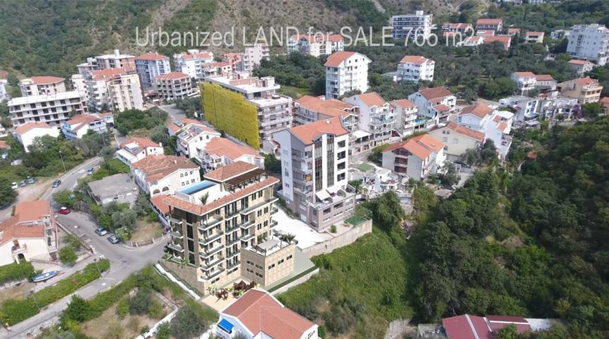 Urbanized Land for Sale, 765 m2, Bečići, Sea View, Residential Building Permit (2,000+ m2)