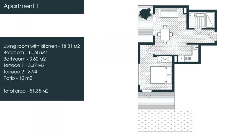 Apartment for Sale 51 m2 – Under Construction – Tivat, Donja Lastva