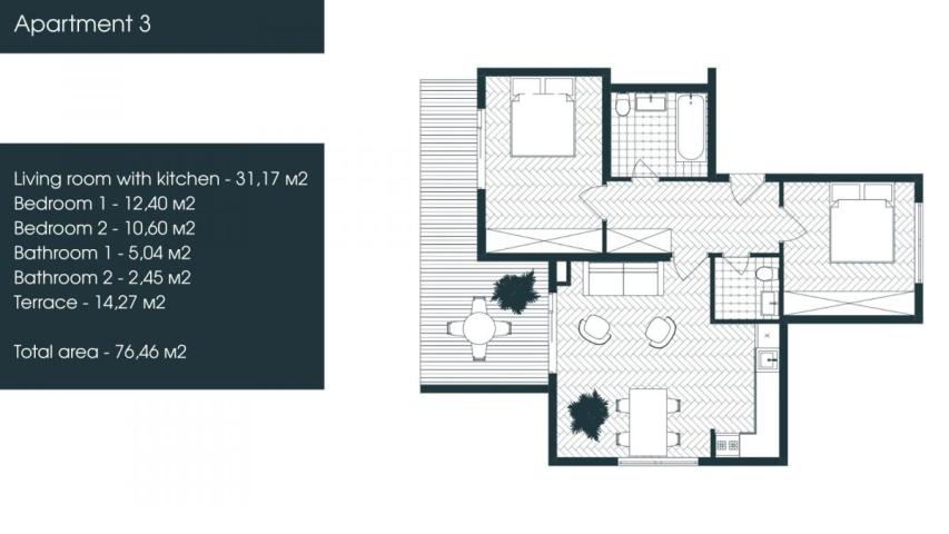 Apartment for Sale 76 m2 – Under Construction – Tivat, Donja Lastva