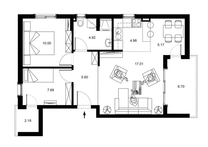 2 bedroom apartment 63m2 in a new building in Becici