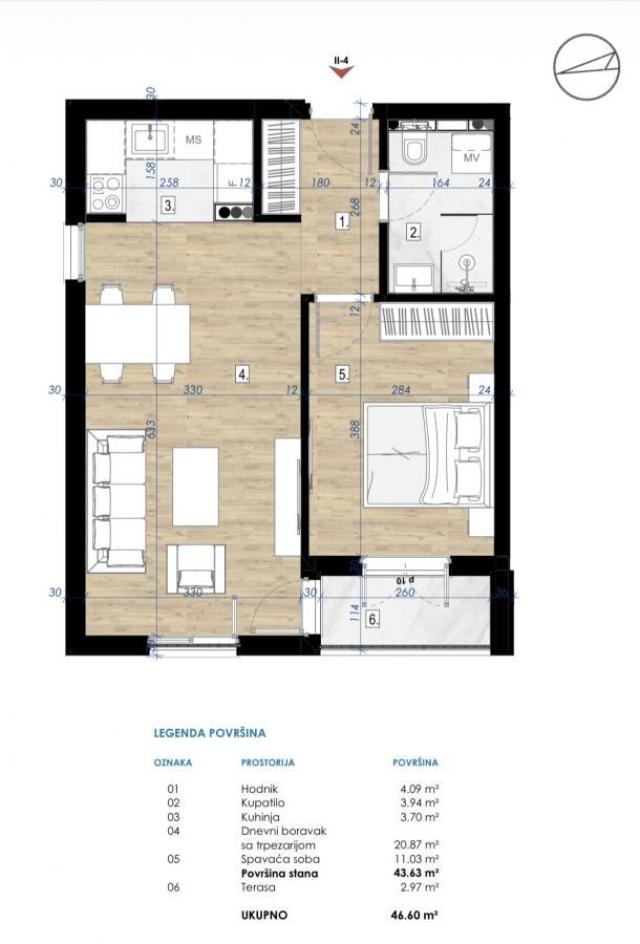 Jednosoban stan 47m2, Prodaja, Podgorica
