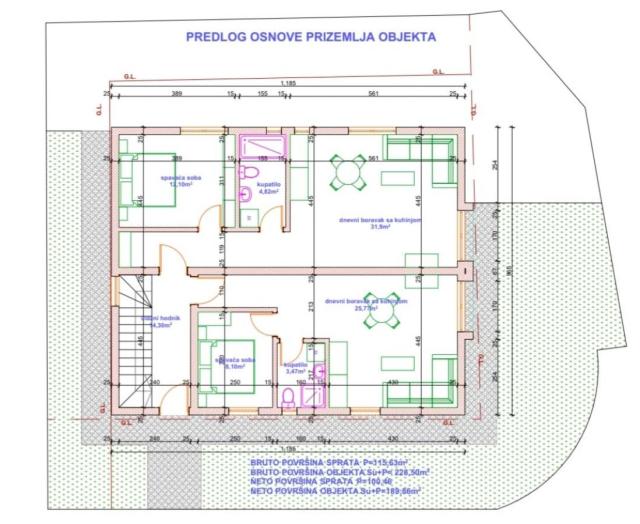 Vila za 2 stana sa garažom, Luštica