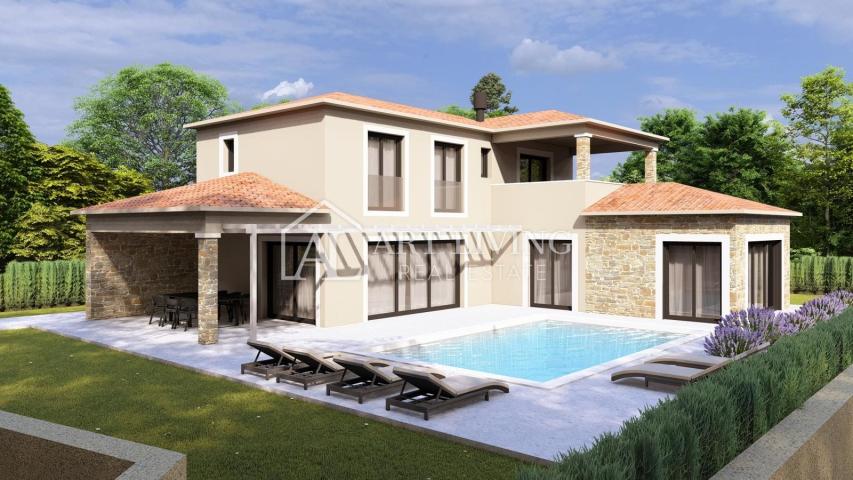 Poreč, okolica - građevinsko zemljište s projektom, 4 km od Poreča