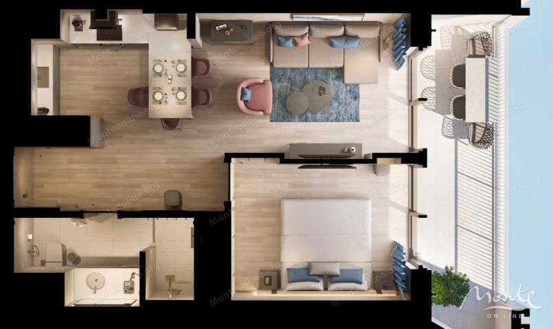 Apartman sa 1 spavaćom sobom u hotelu sa 5 zvjezdica na prvoj liniji u Rafailovićima
