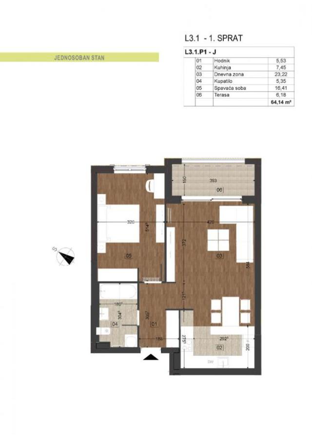 Jednosobni stanovi u novom stambenom kompleksu, Podgorica