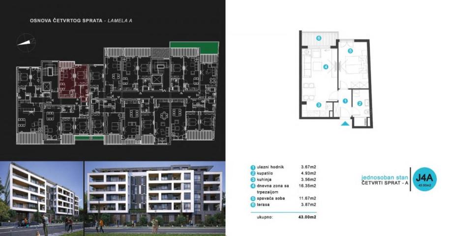 Svijetao jednosoban stan u novom stambenom kompleksu u Podgorici