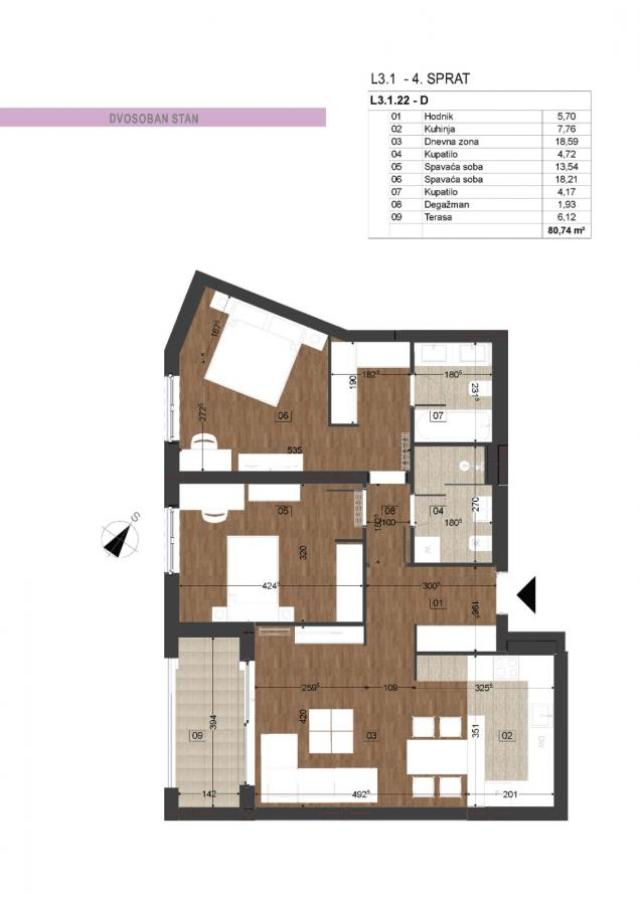 Dvosobni stanovi u novom stambenom kompleksu, Podgorica