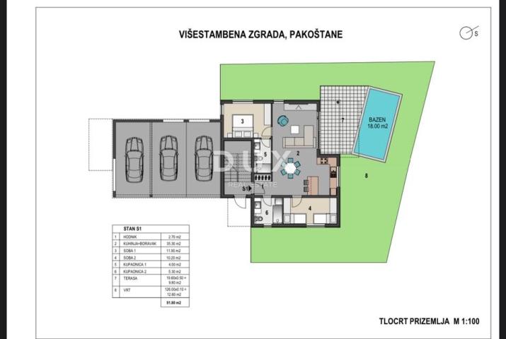 ZADAR, PAKOŠTANE - Newly built apartment with garden and swimming pool!