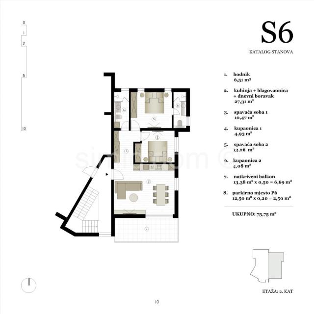 Dvosoban penthouse s pogledom, Hvar