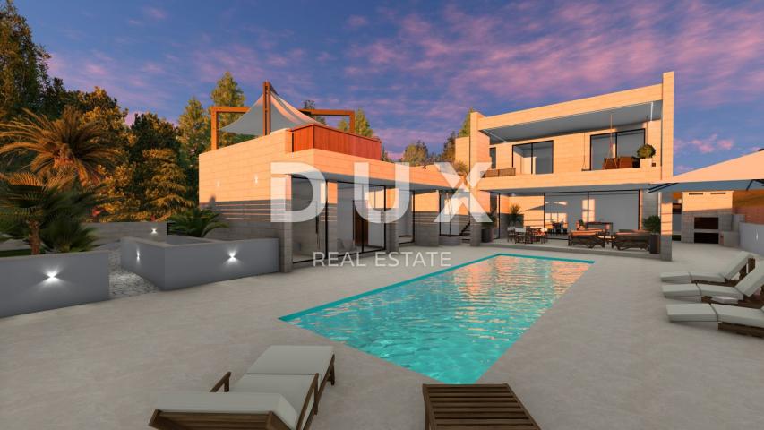ZADAR, LJUBAČ - Luksuzna travertino vila s prekrasnim pogledom na more u mirnom prirodnom okruženju!